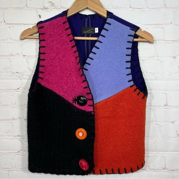 Vintage BaabaaZuzu Wool Vest Womens Small Southwestern Embroidered Patchwork - Picture 1 of 11